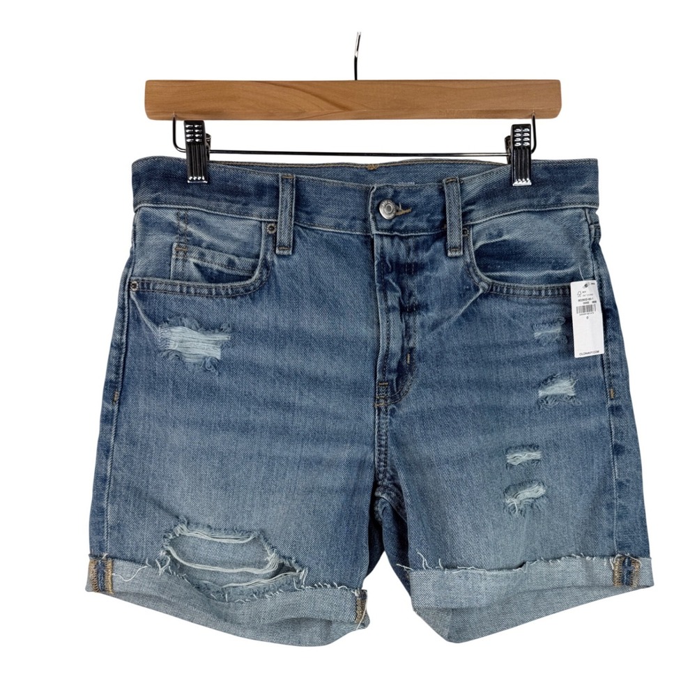 New‎ Old Navy Hi Rise Slouchy Straight Distressed Denim Shorts size 0 Blue